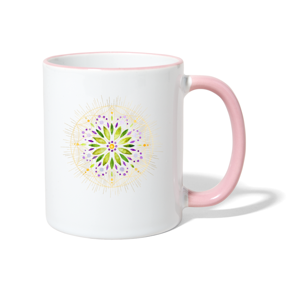 Mandala grün / Tasse - Weiß/Pink