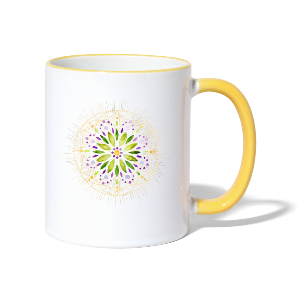 Mandala grün / Tasse - Weiß/Gelb