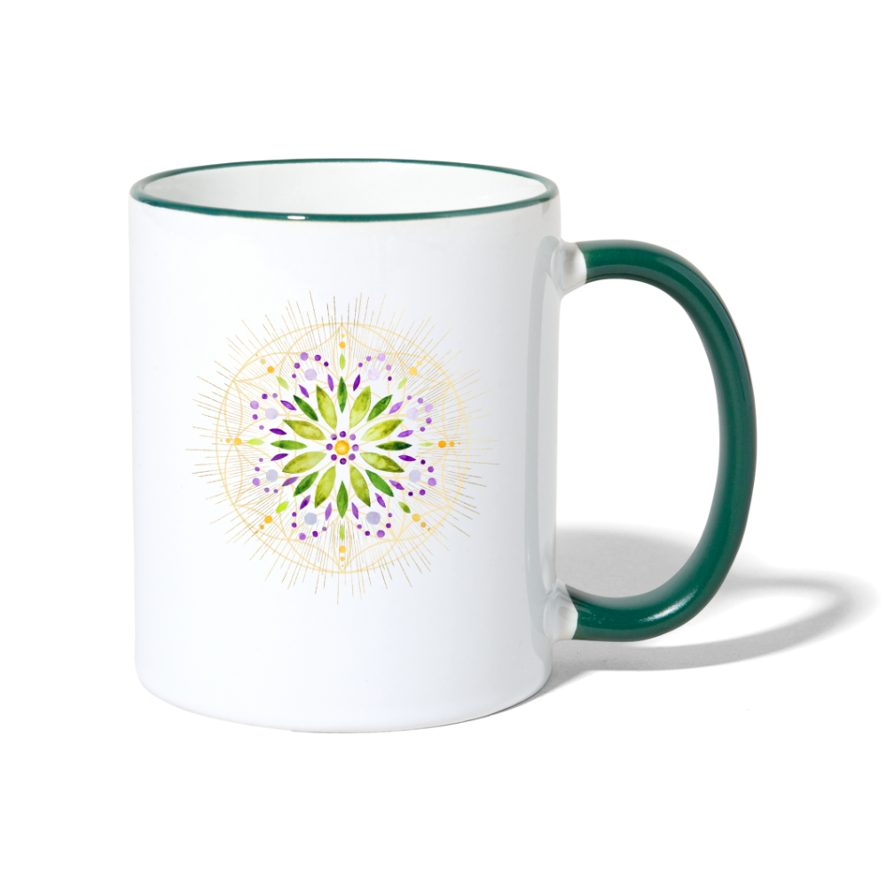 Mandala grün / Tasse - Weiß/Dunkelgrün
