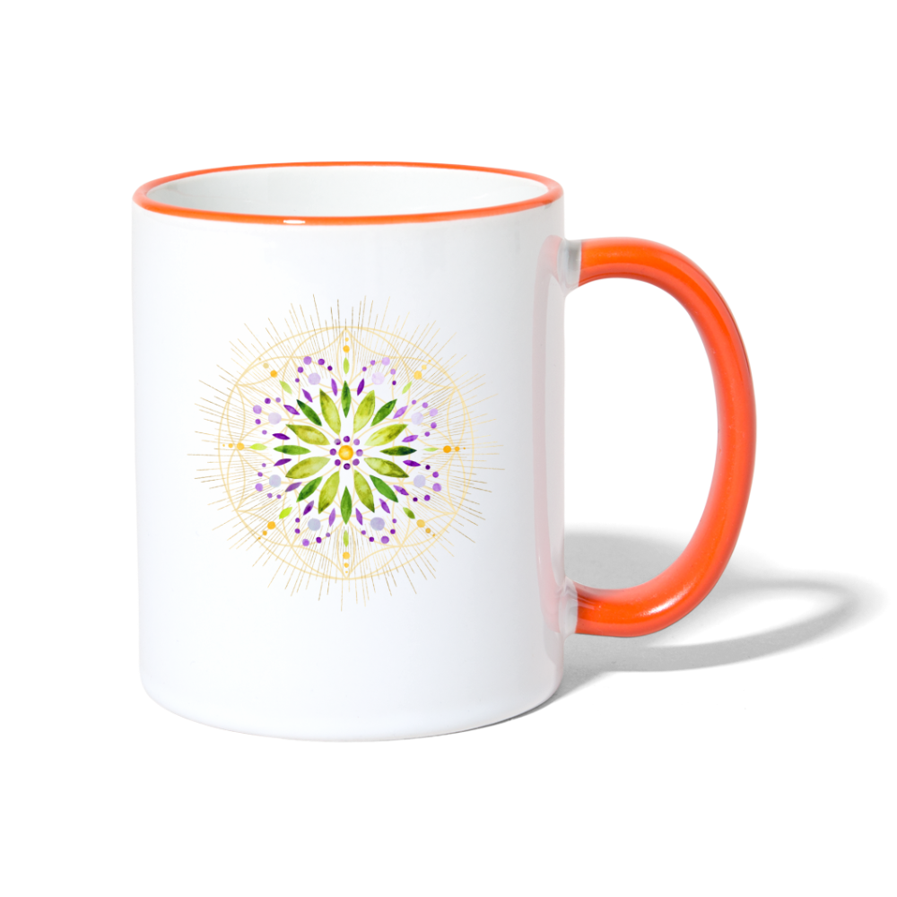 Mandala grün / Tasse - Weiß/Orange