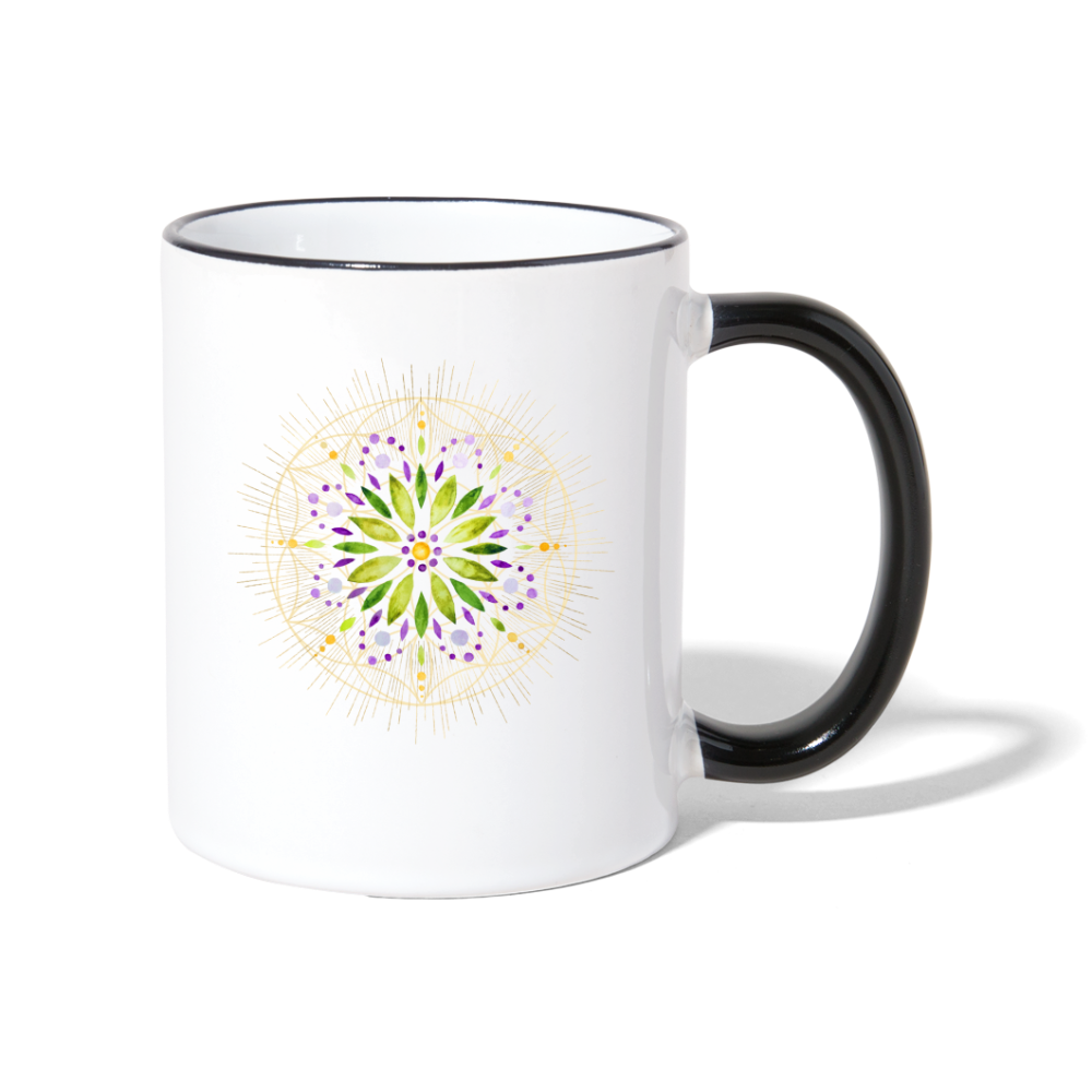 Mandala grün / Tasse - Weiß/Schwarz