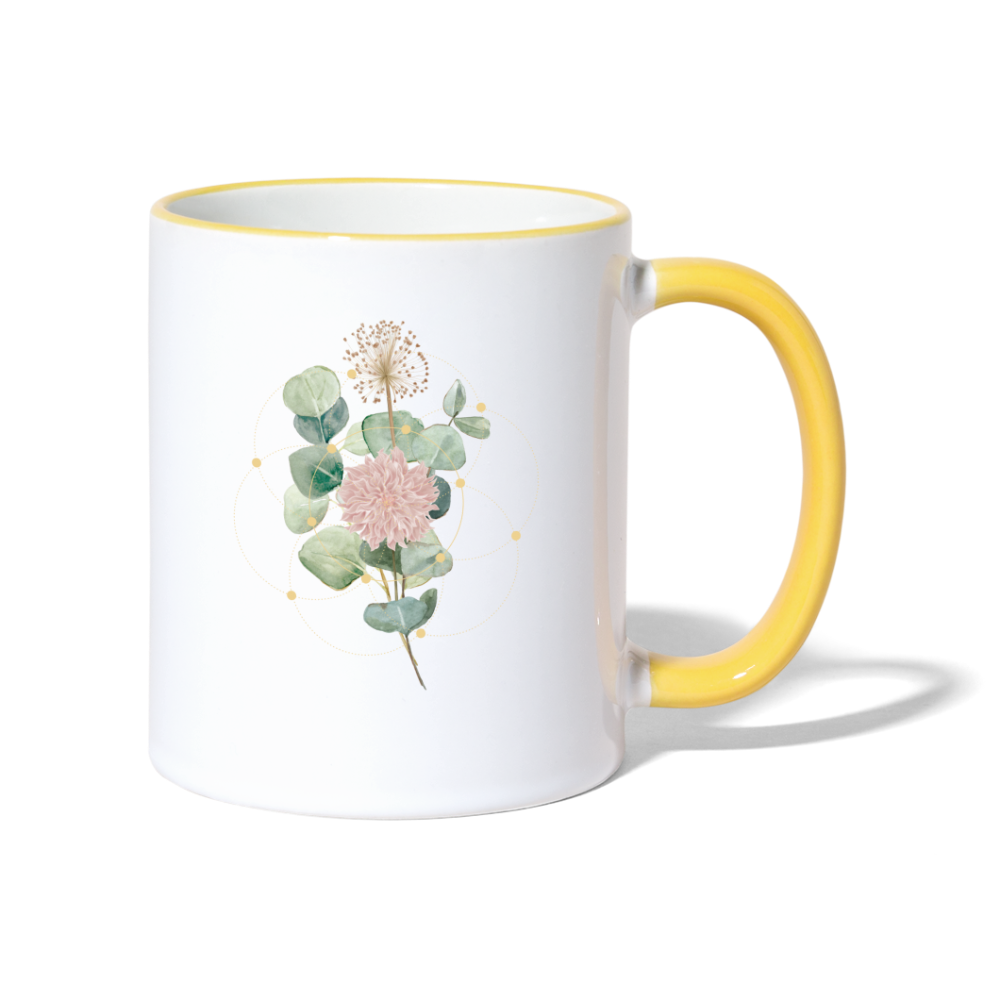 Geometrie Bloom / Keramik-Tasse - Weiß/Gelb