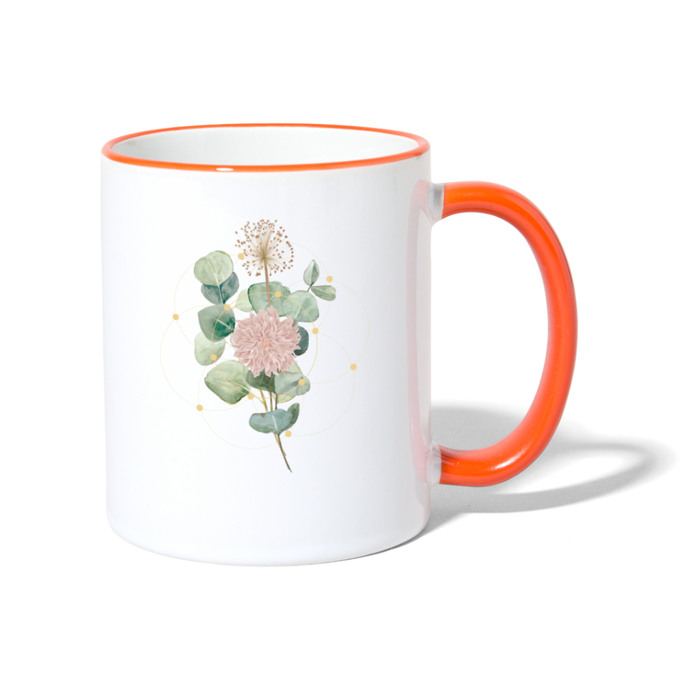 Geometrie Bloom / Keramik-Tasse - Weiß/Orange