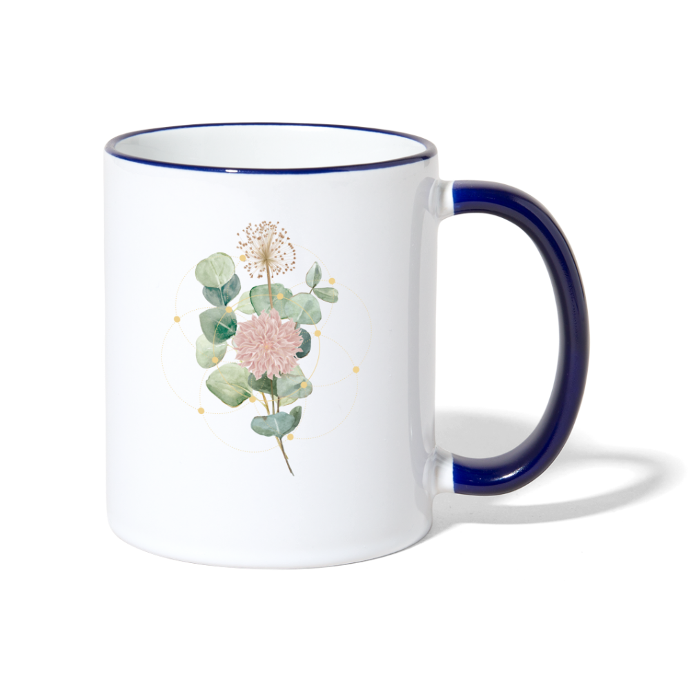 Geometrie Bloom / Keramik-Tasse - Weiß/Kobaltblau