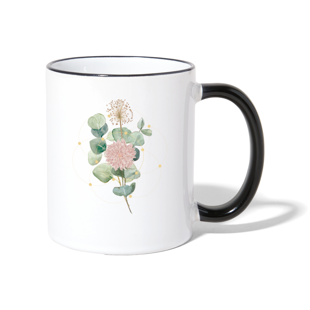 Geometrie Bloom / Keramik-Tasse - Weiß/Schwarz