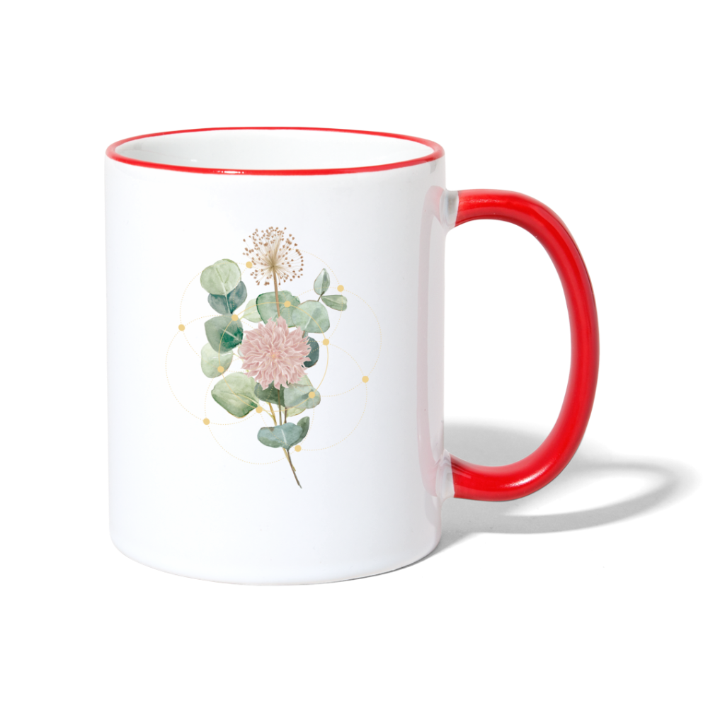Geometrie Bloom / Keramik-Tasse - Weiß/Rot
