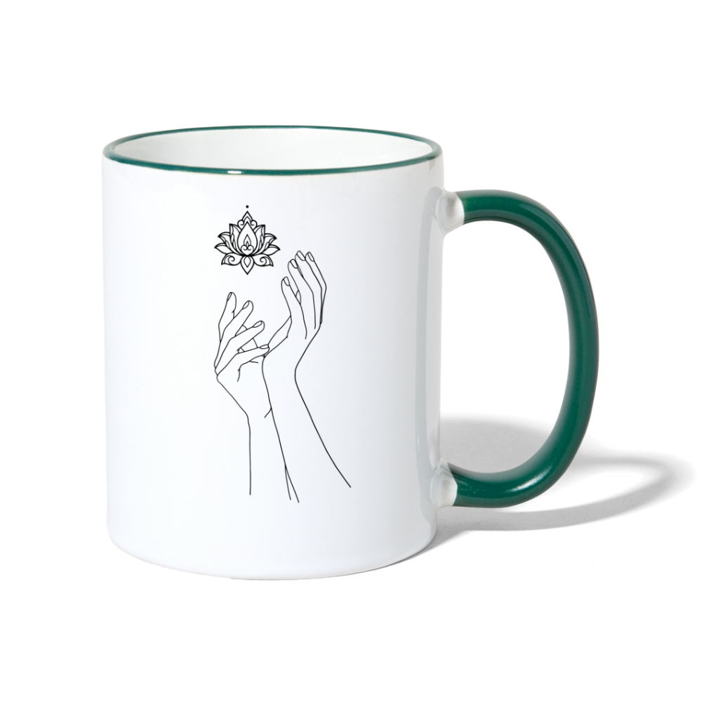 Lotushands / Keramiktasse - Weiß/Dunkelgrün