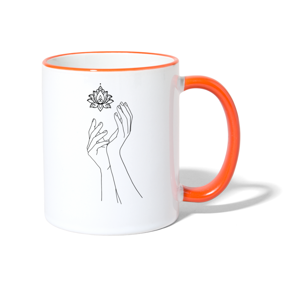 Lotushands / Keramiktasse - Weiß/Orange