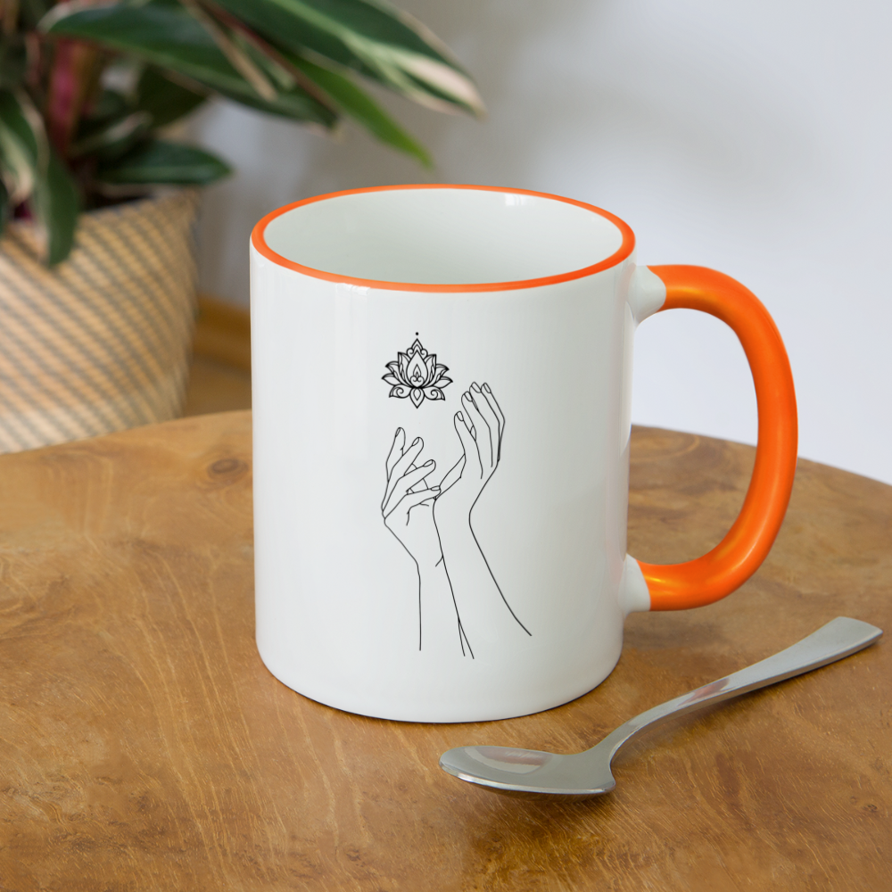 Lotushands / Keramiktasse - Weiß/Orange