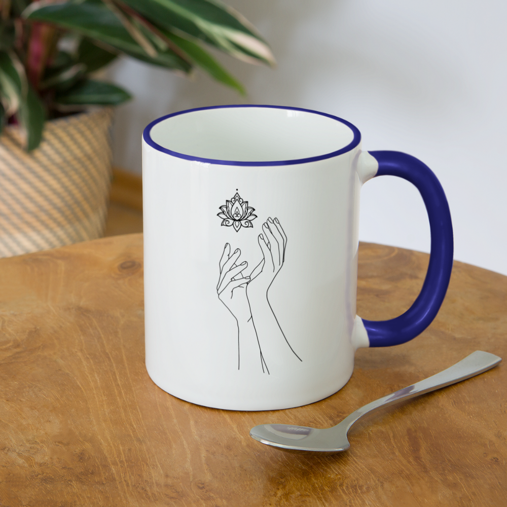 Lotushands / Keramiktasse - Weiß/Kobaltblau
