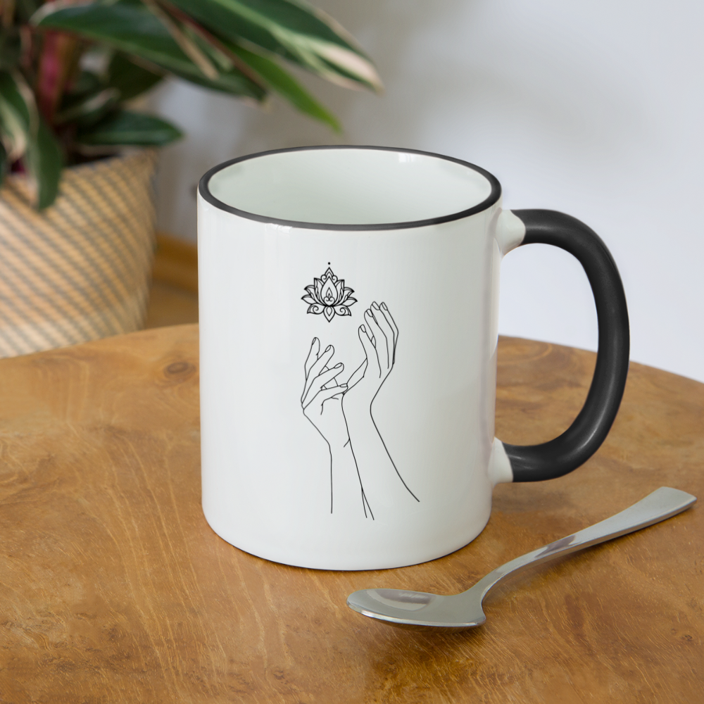 Lotushands / Keramiktasse - Weiß/Schwarz