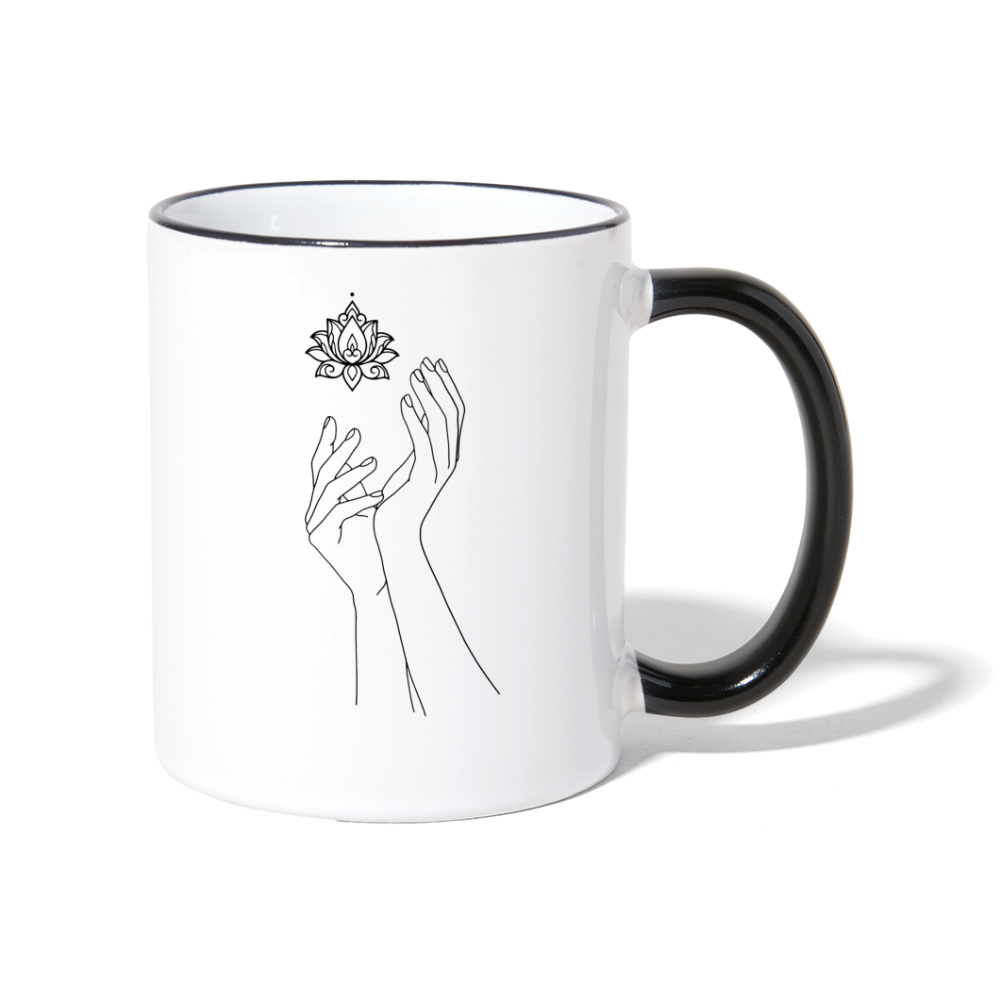 Lotushands / Keramiktasse - Weiß/Schwarz