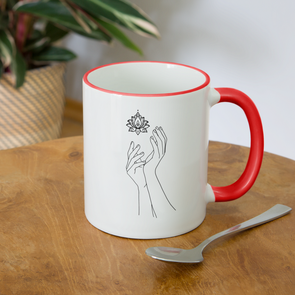 Lotushands / Keramiktasse - Weiß/Rot