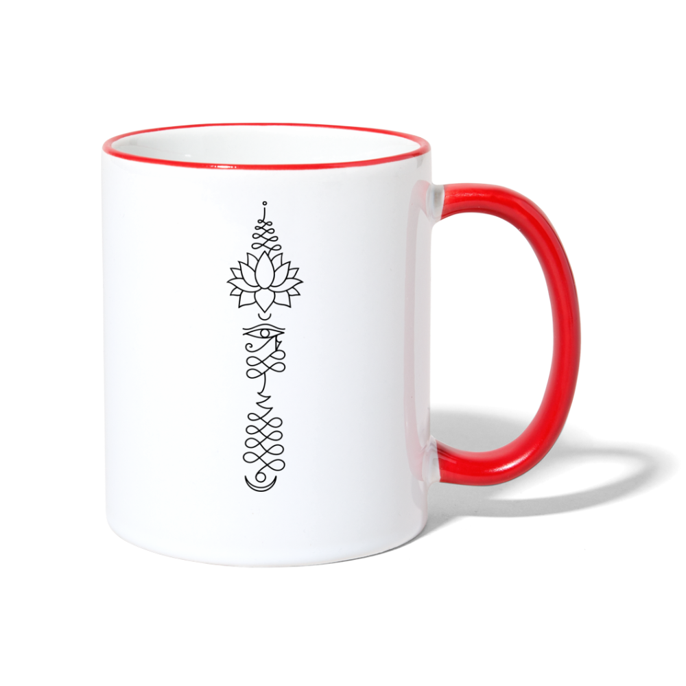 Lotusauge / Keramiktasse - Weiß/Rot