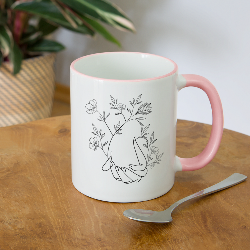 Holding hands / Keramiktasse - Weiß/Pink
