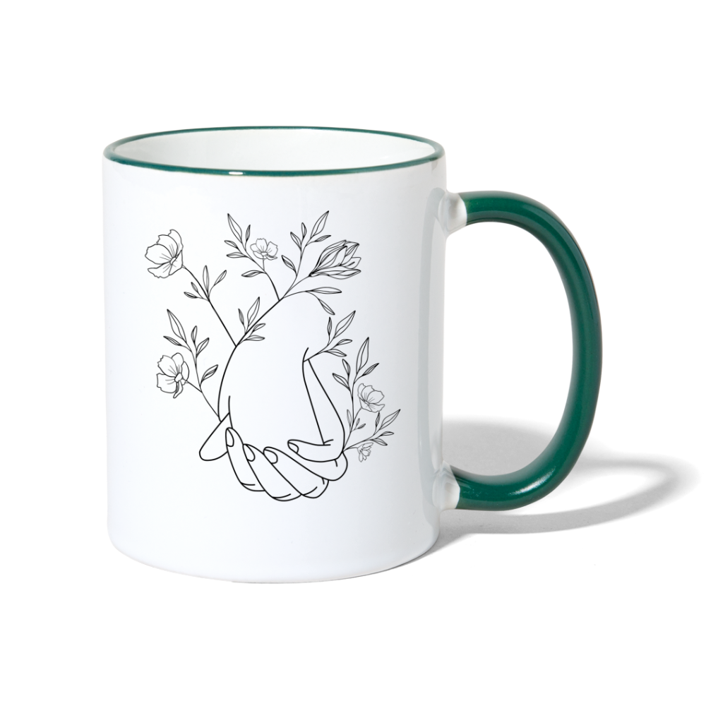 Holding hands / Keramiktasse - Weiß/Dunkelgrün