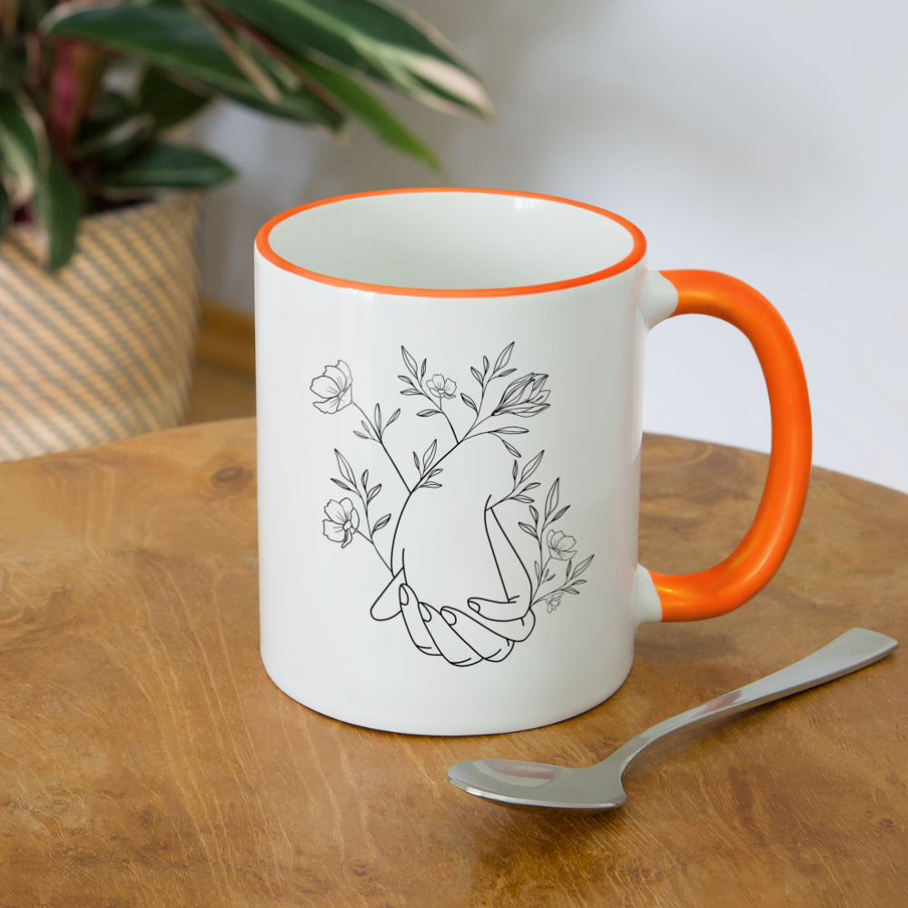 Holding hands / Keramiktasse - Weiß/Orange