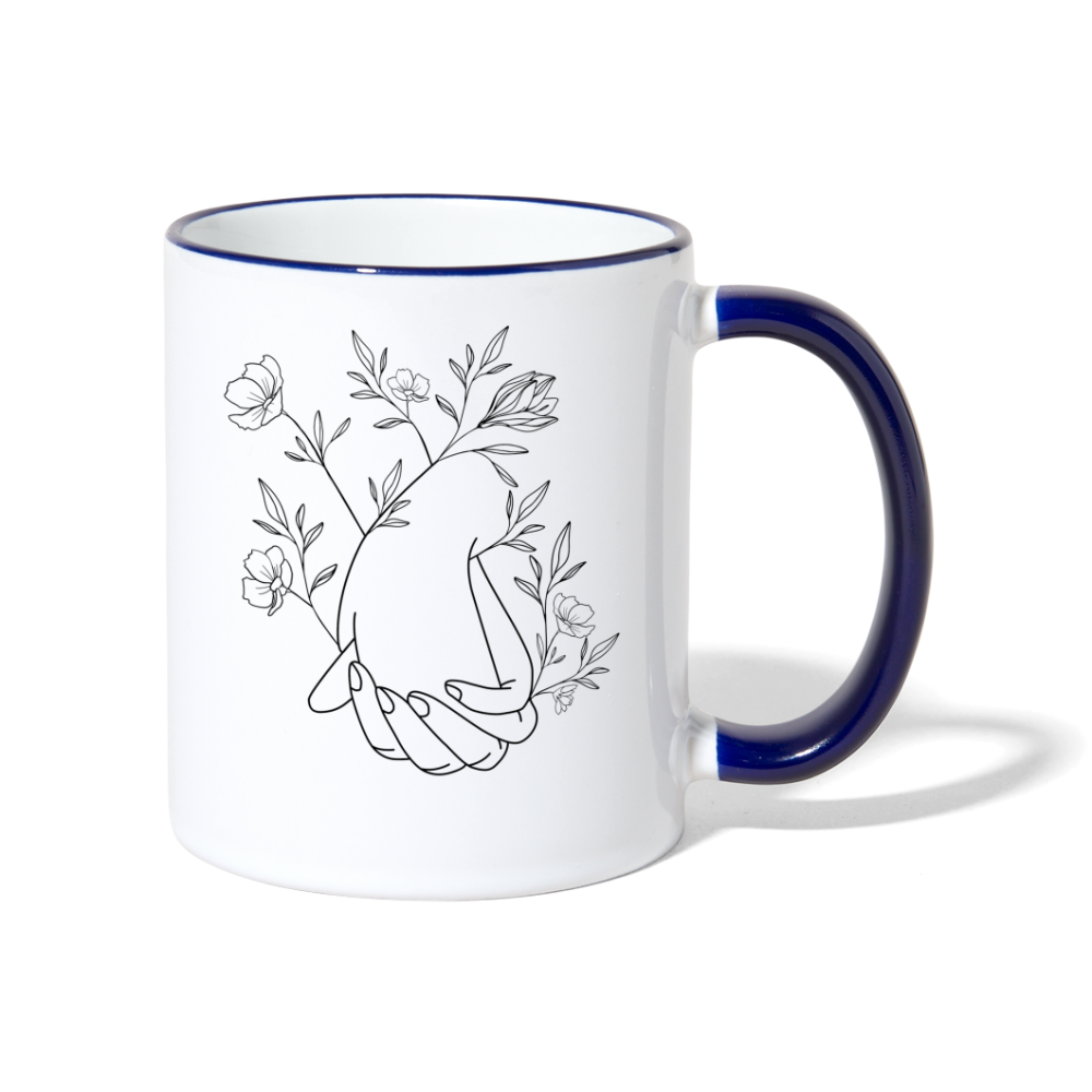 Holding hands / Keramiktasse - Weiß/Kobaltblau
