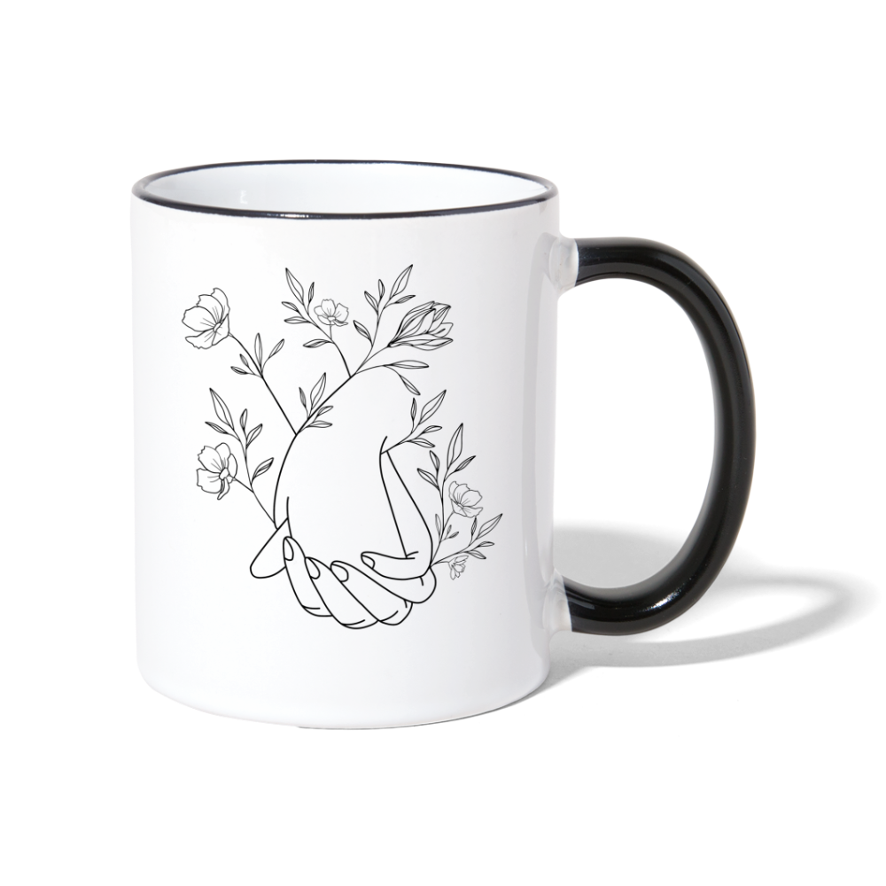 Holding hands / Keramiktasse - Weiß/Schwarz