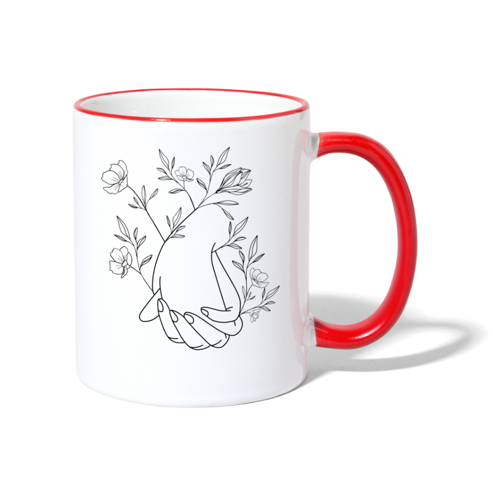 Holding hands / Keramiktasse - Weiß/Rot