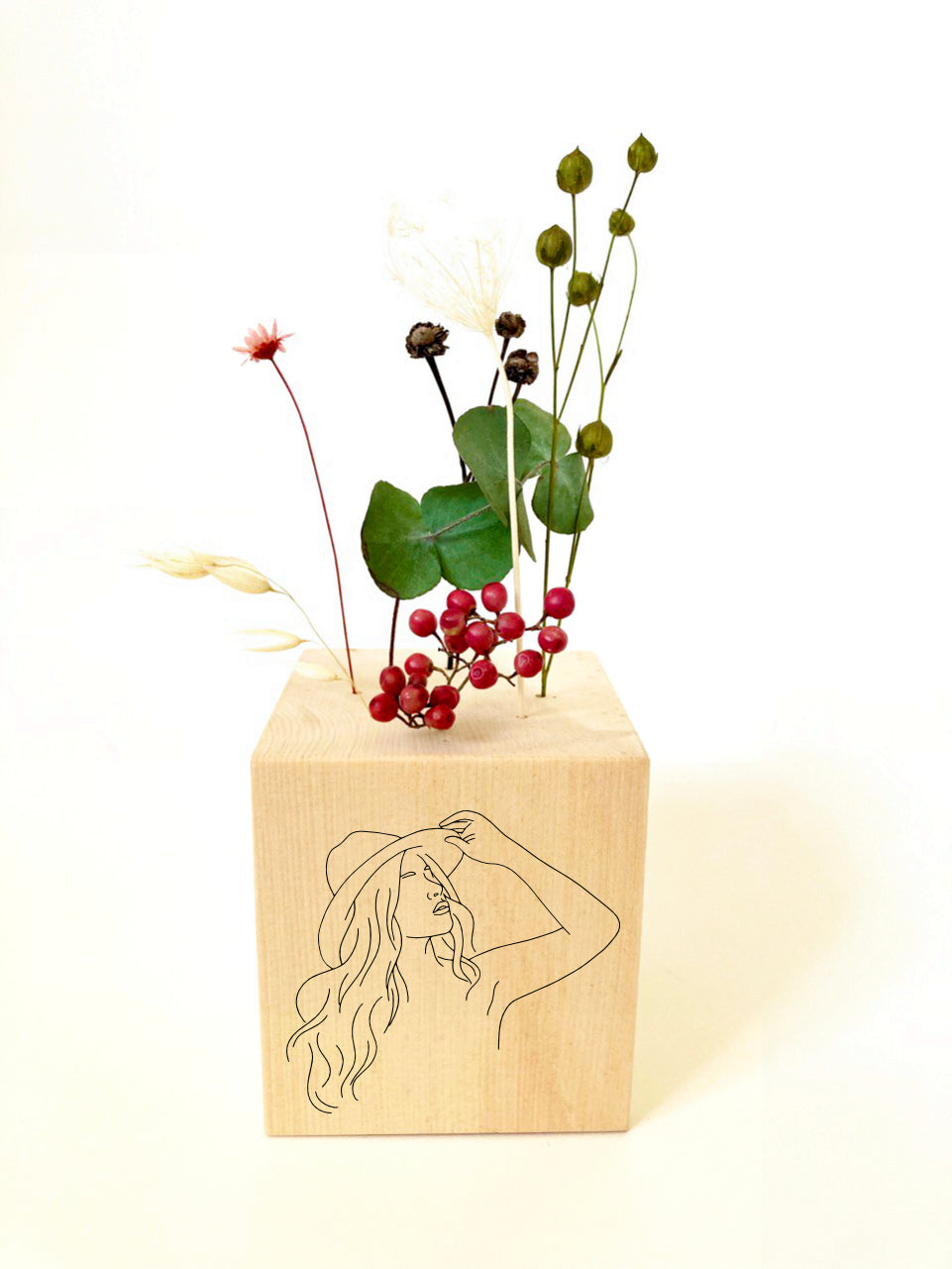 Zirben Flower Cubes / Selbstliebe Strichzeichnungen