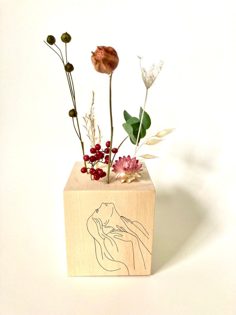 Zirben Flower Cubes / Selbstliebe Strichzeichnungen
