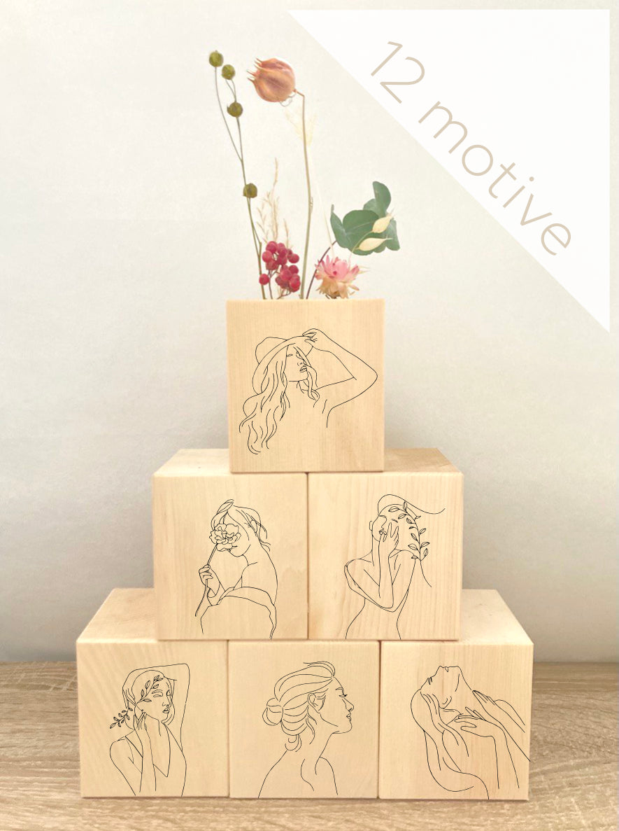 Zirben Flower Cubes / Selbstliebe Strichzeichnungen