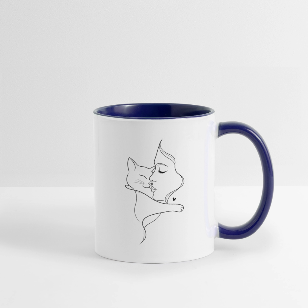 Katzenliebhaberin - Keramiktasse - Weiß/Kobaltblau