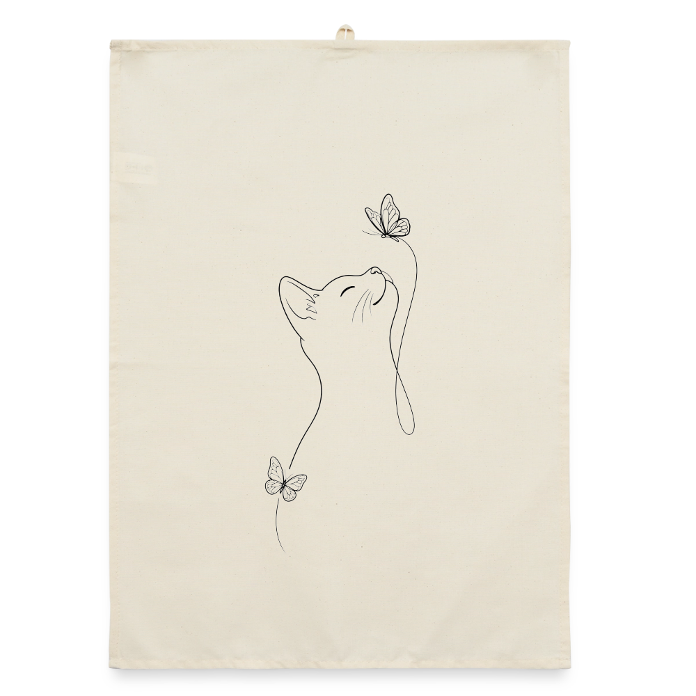 Cat Butterfly / Organic Geschirrtuch - Natur
