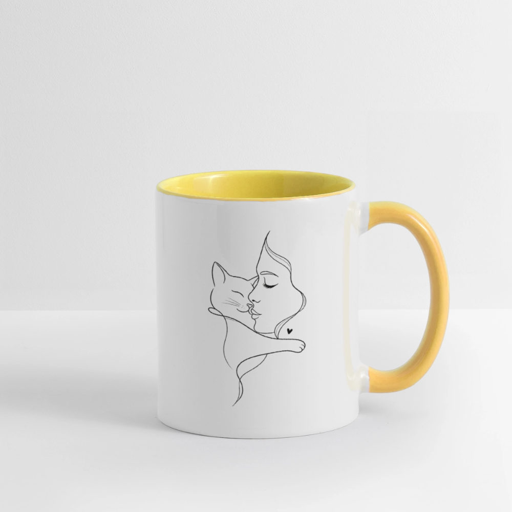 Katzenliebhaberin - Keramiktasse - Weiß/Gelb