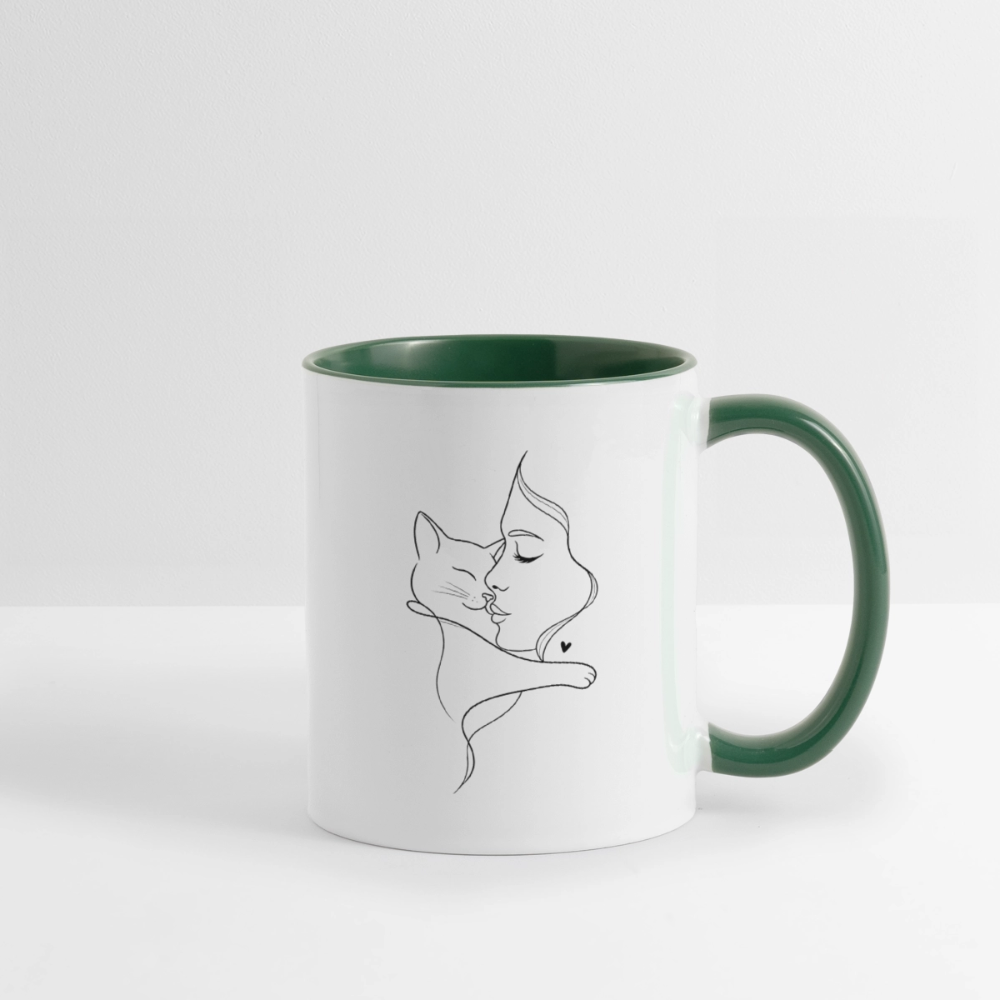 Katzenliebhaberin - Keramiktasse - Weiß/Dunkelgrün