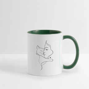 Katzenliebhaberin - Keramiktasse - Weiß/Dunkelgrün