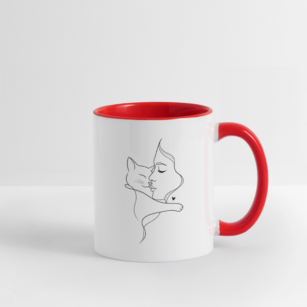 Katzenliebhaberin - Keramiktasse - Weiß/Rot