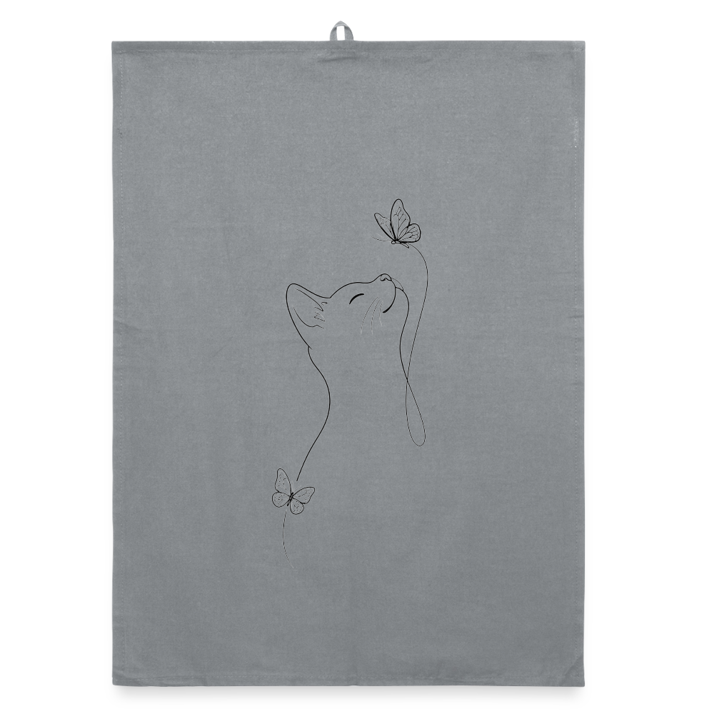 Cat Butterfly / Organic Geschirrtuch - Grau