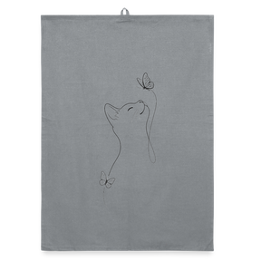 Cat Butterfly / Organic Geschirrtuch - Grau