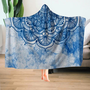 Hoodie Decke / Mandala blau