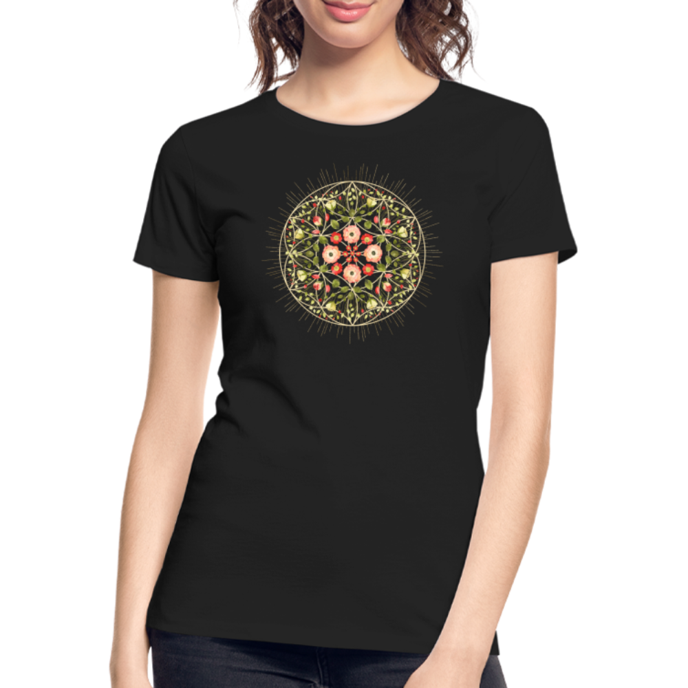 Mandala Blüten / T-Shirt - Schwarz