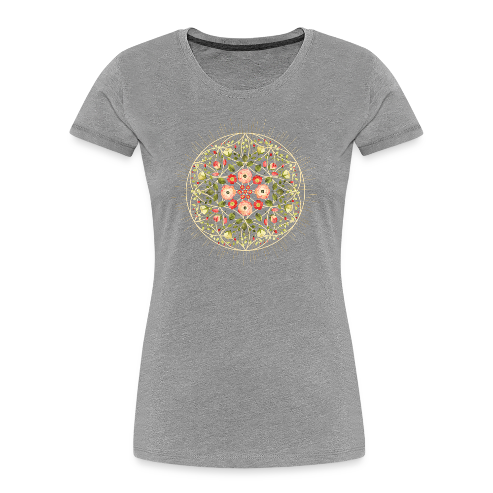 Mandala Blüten / T-Shirt - Grau meliert