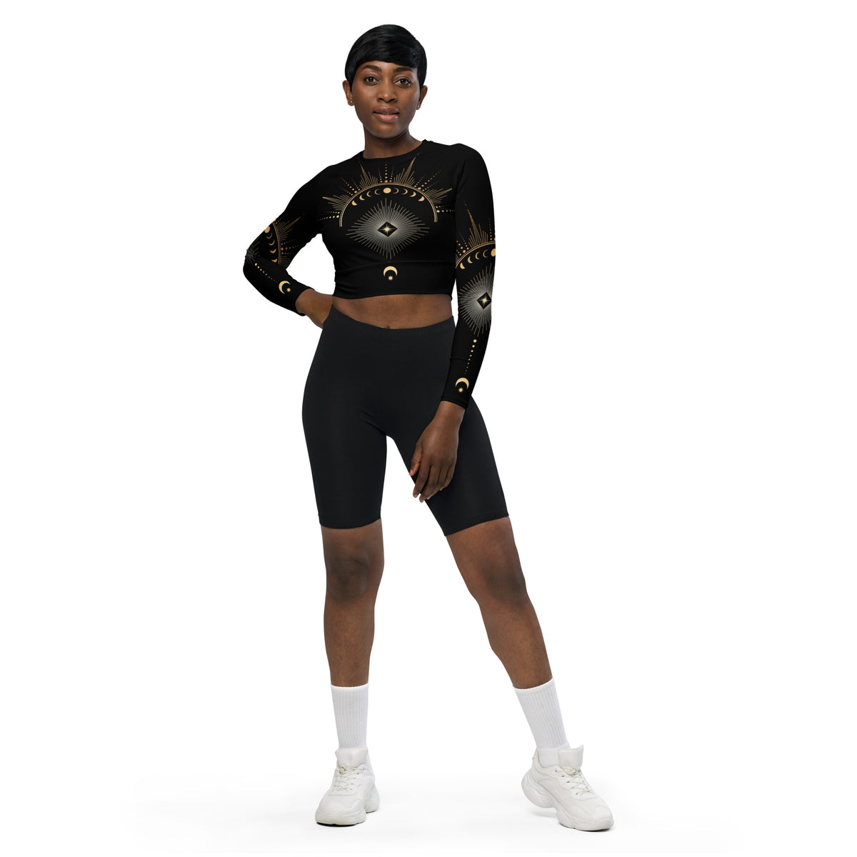 Black Magic / Crop Top Longsleeve mit AOP