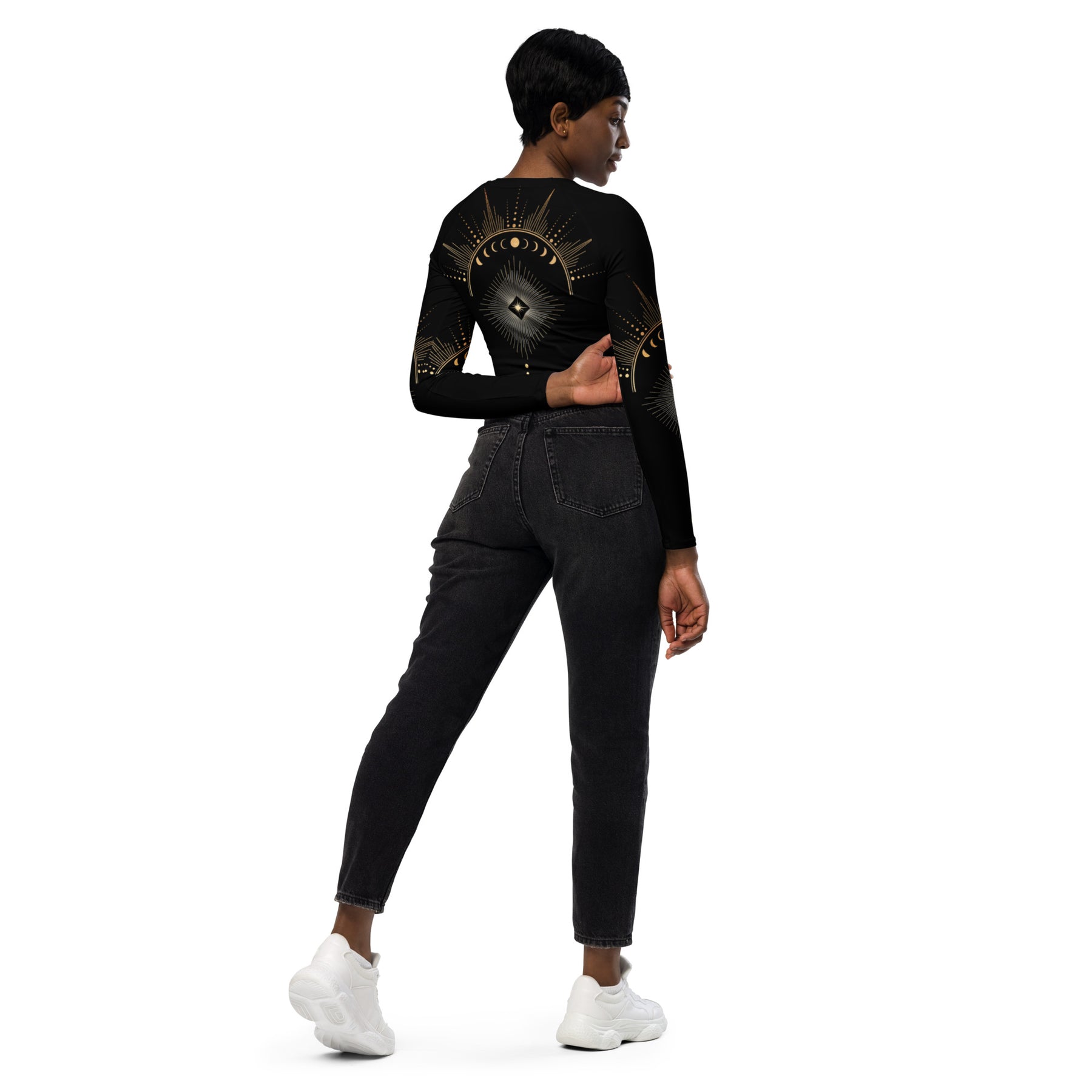 Black Magic / Crop Top Longsleeve mit AOP