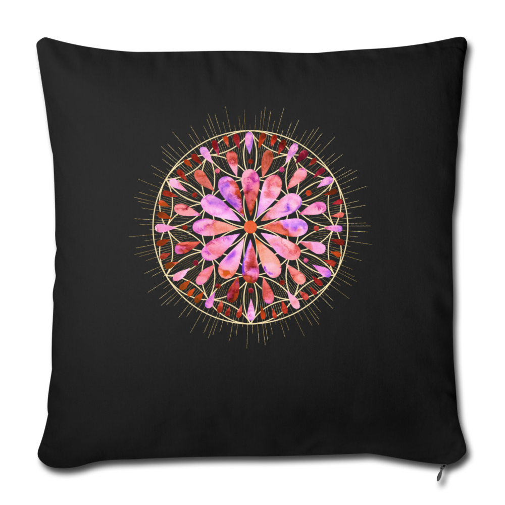 Mandala pink-rose / Personalisierbarer Kissenbezug - Schwarz