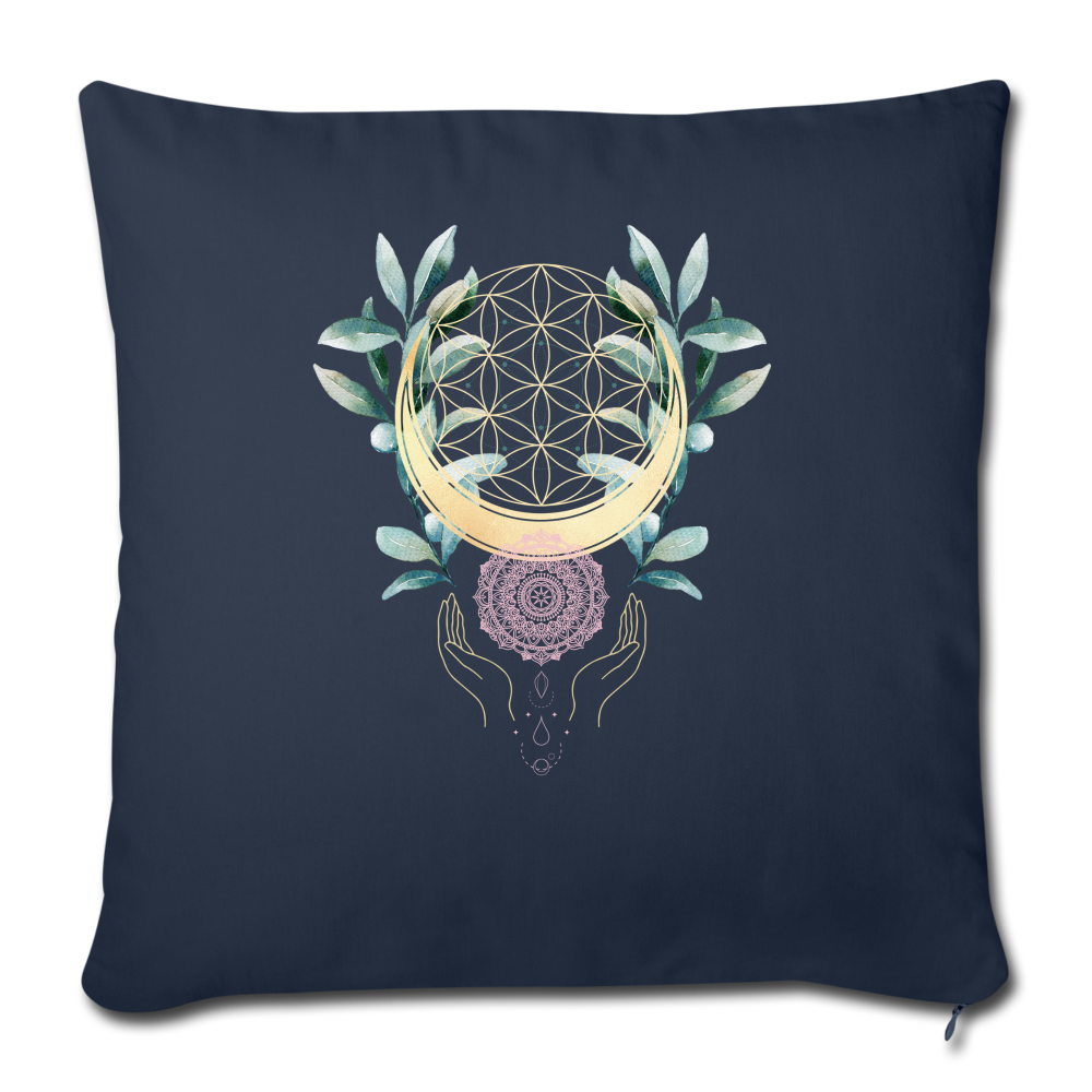 Mandala golden Bloom / Personalisierbarer Kissenbezug - Navy