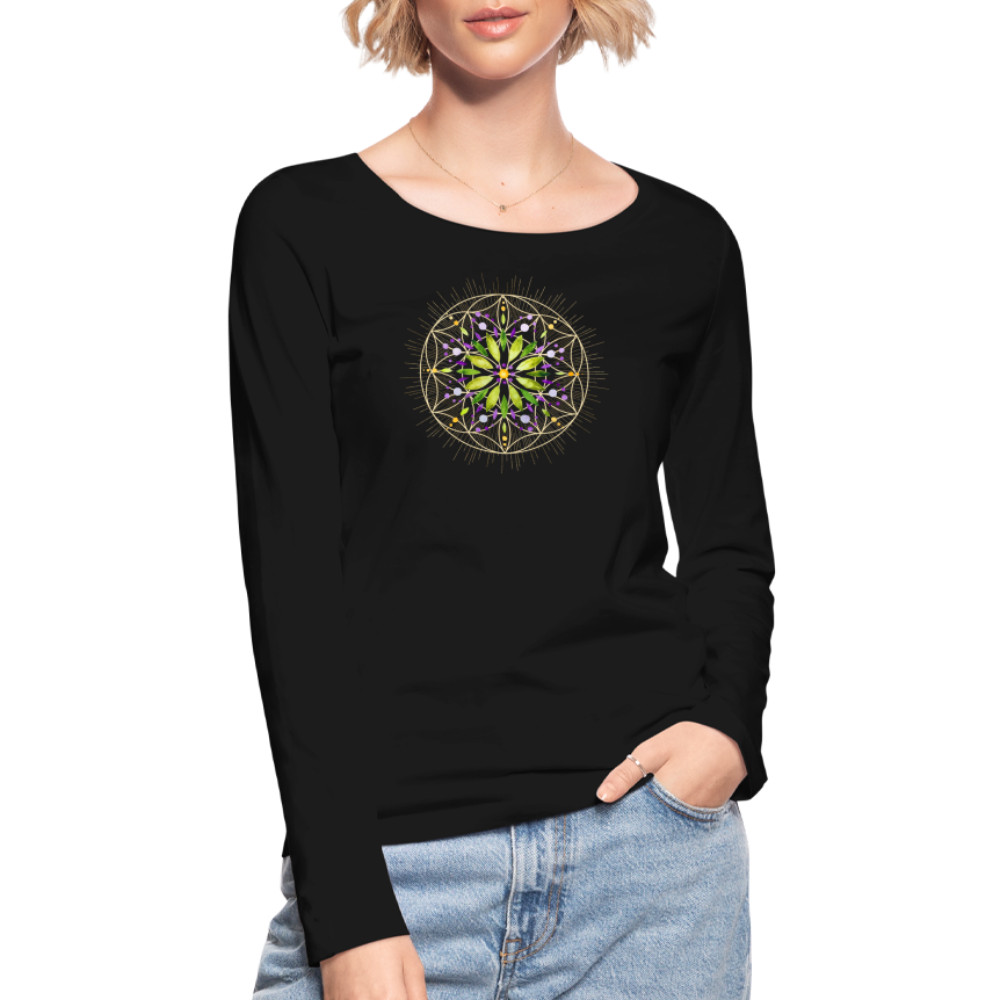 Mandala grün / Frauen Bio-Langarmshirt von Stanley & Stella - Schwarz