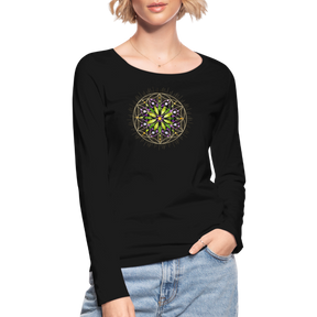 Mandala grün / Frauen Bio-Langarmshirt von Stanley & Stella - Schwarz