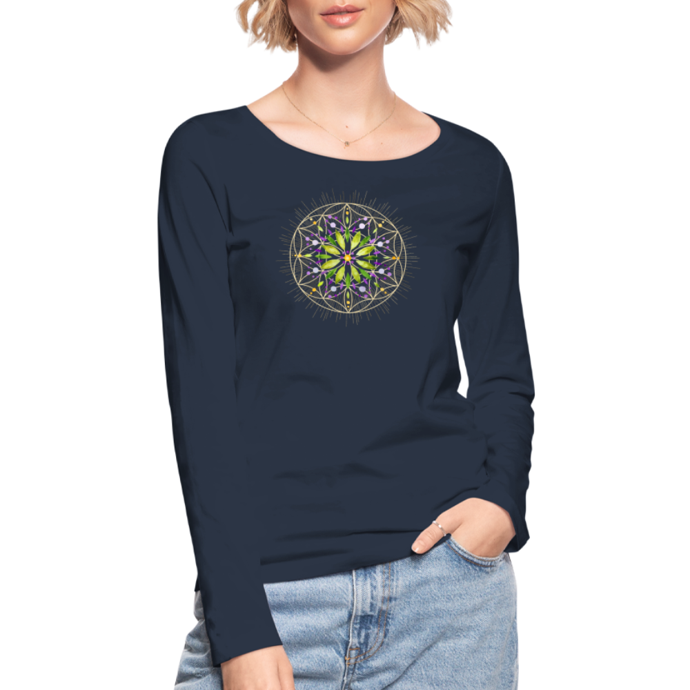 Mandala grün / Frauen Bio-Langarmshirt von Stanley & Stella - Navy