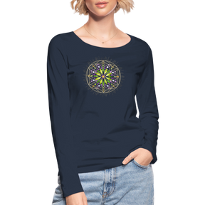 Mandala grün / Frauen Bio-Langarmshirt von Stanley & Stella - Navy