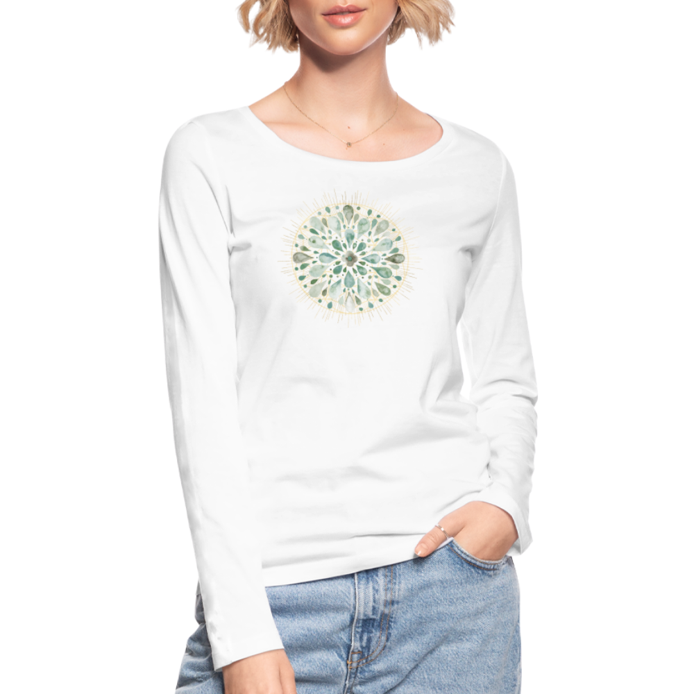 Mandala Türkis / Frauen Bio-Langarmshirt von Stanley & Stella - weiß