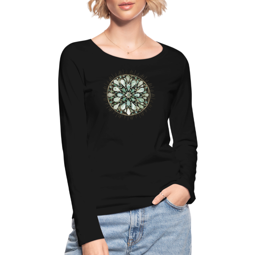 Mandala Türkis / Frauen Bio-Langarmshirt von Stanley & Stella - Schwarz