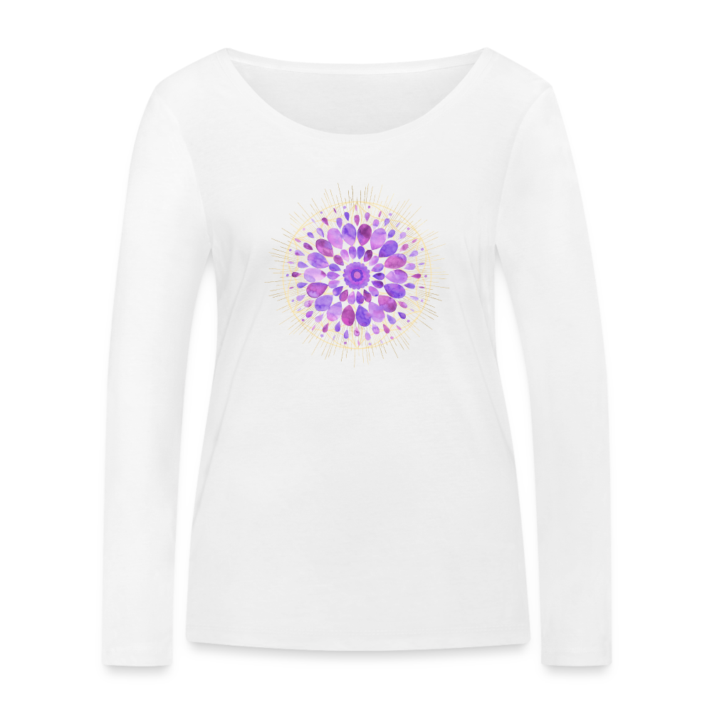 Mandala lila / Frauen Bio-Langarmshirt von Stanley & Stella - weiß