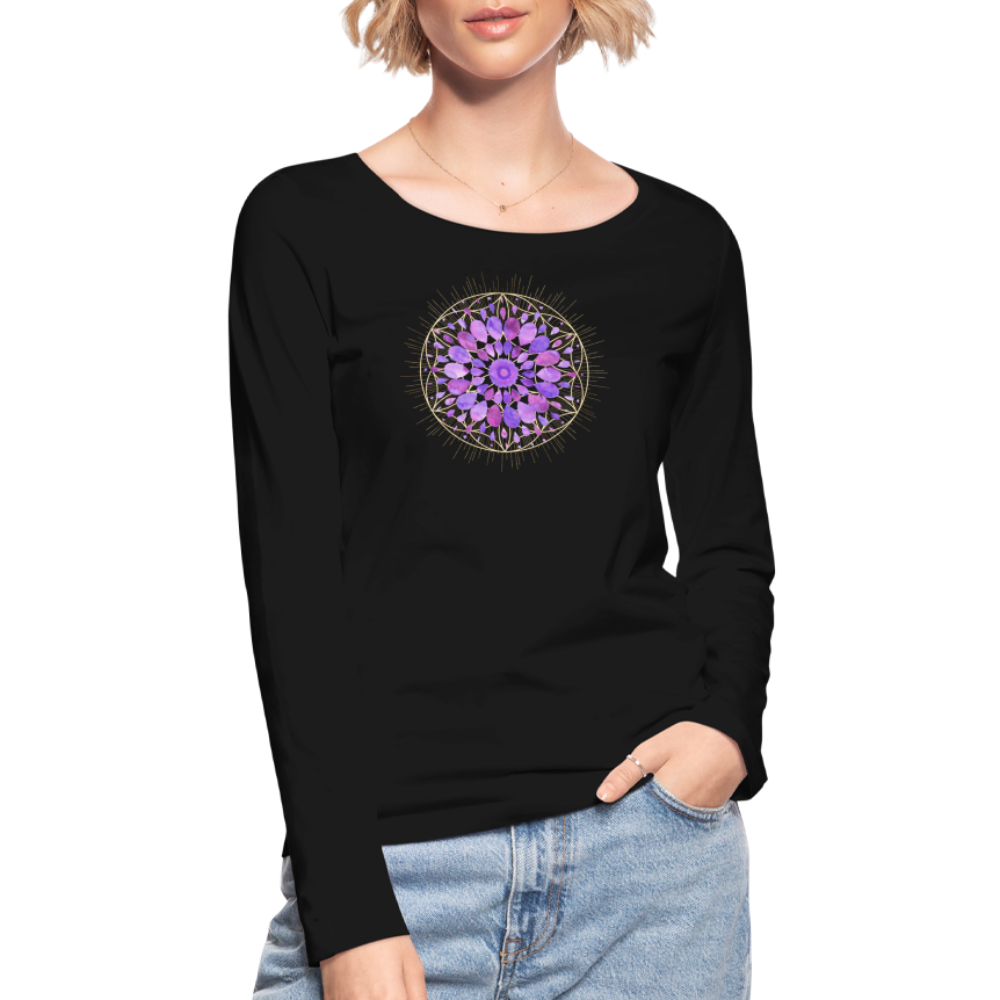 Mandala lila / Frauen Bio-Langarmshirt von Stanley & Stella - Schwarz